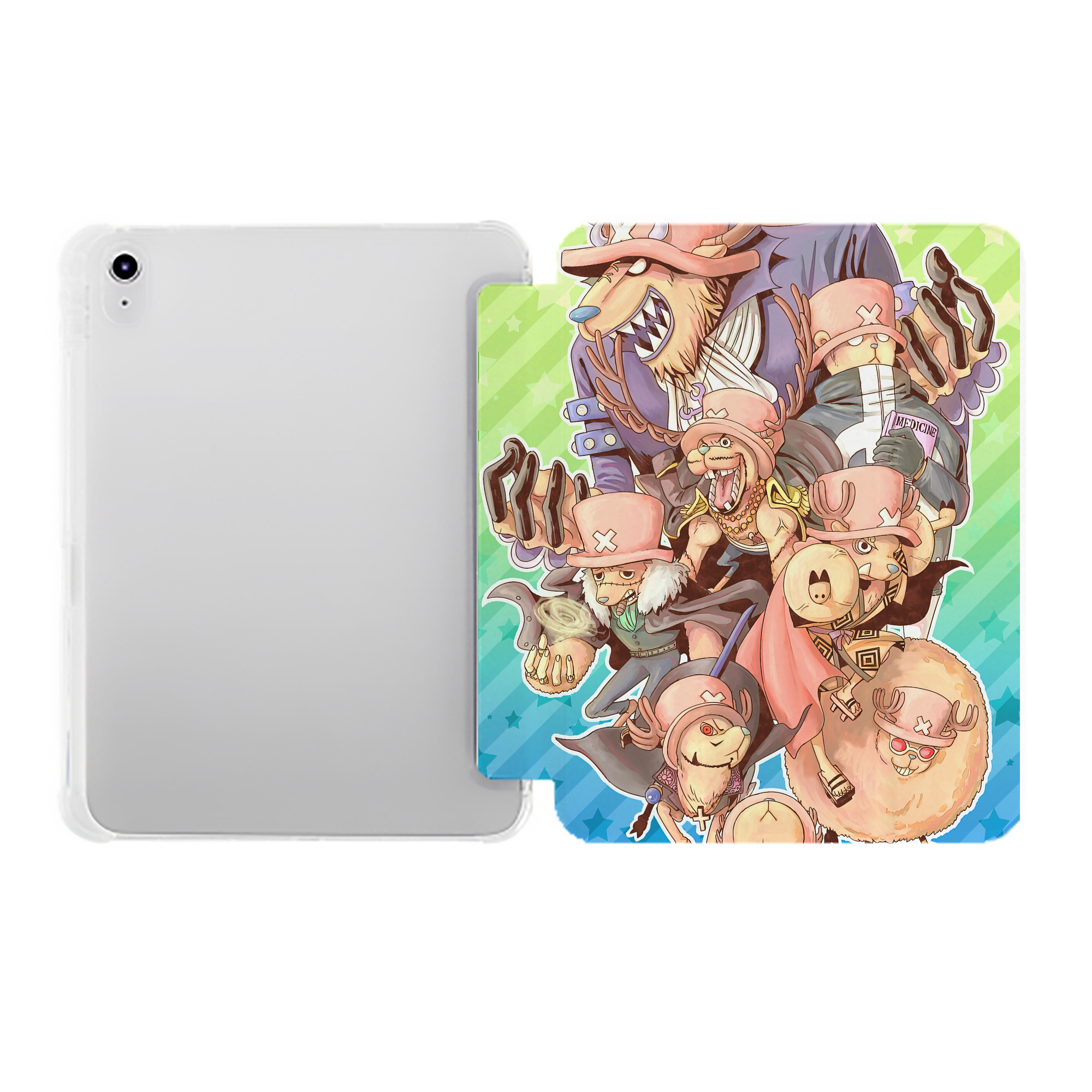 （画像用） ワンピース ONE PIECE IPad ケース ペン収納付き 三つ折りスタンド PUレザー×シリコン 対応機種9.5/10.5/10.9インチ